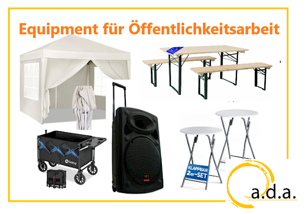 Verleih von Equipment für Öffentlichkeitsarbeit